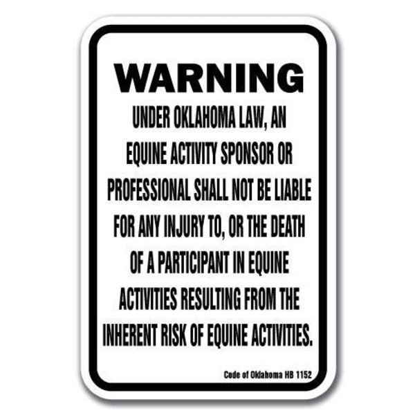 Signmission Safety Sign, 18 in Height, Aluminum, 12 in Length, Equine - Oklahoma A-1218 Equine - Oklahoma